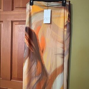 Zara Artistic Swirl Top in Earthy Tones